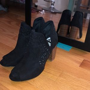 Laser Cut Peep Toe Booties